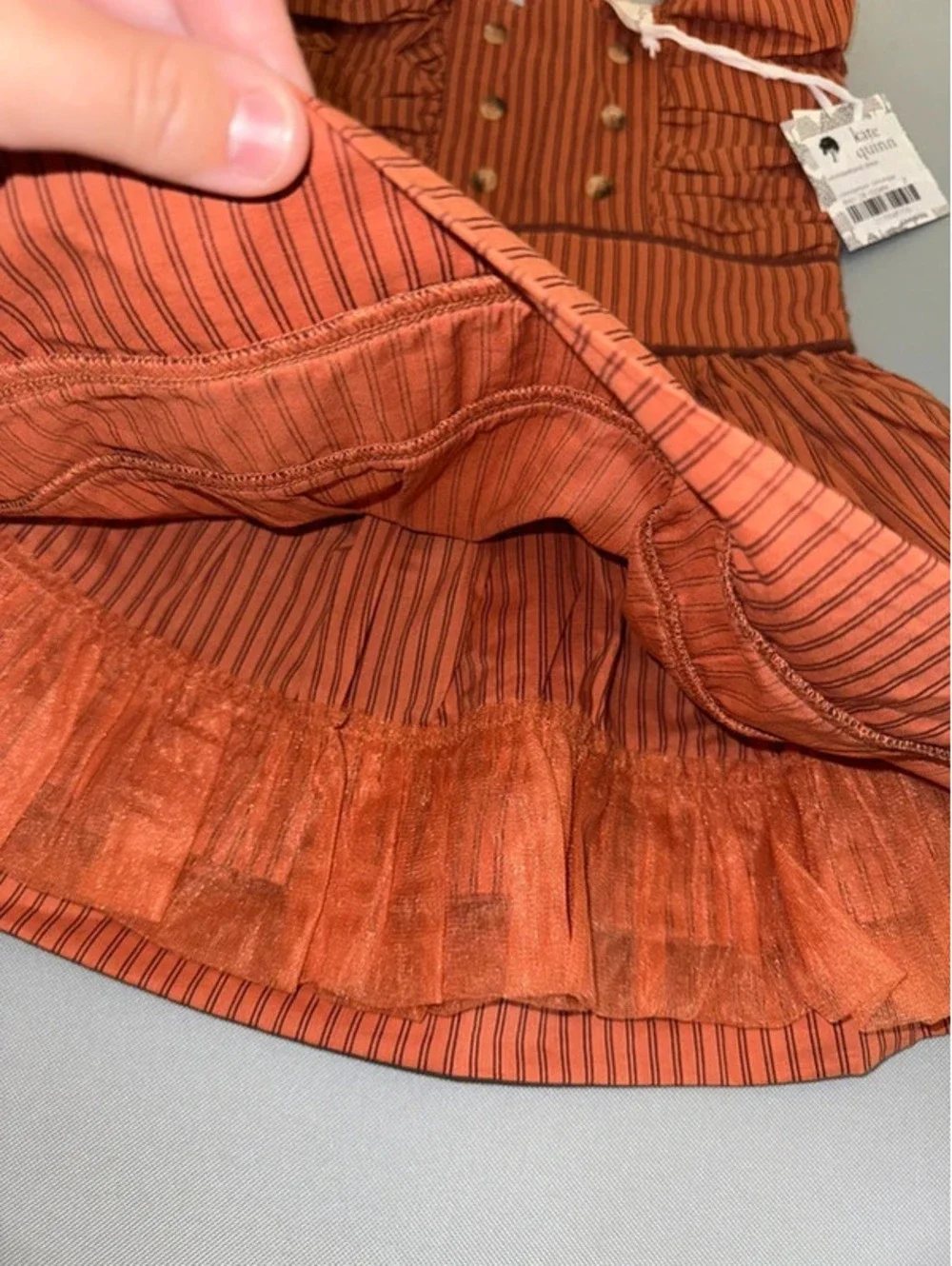 Kate Quinn Wonderland Dress in Cinnamon Pinstripe 2T NWT